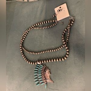 NWT - Turquoise Native American Necklace and Earring Set